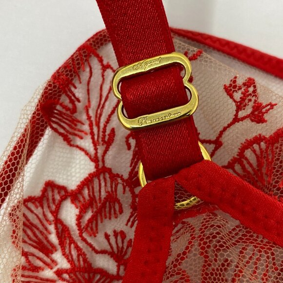 Agent Provocateur Gloria Red Tulle Bra 36DD NWT *DEFECT* - Picture 11 of 13